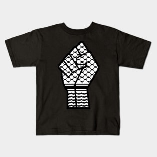 Keffiyeh Black Power Fist - Right Side - Back Kids T-Shirt